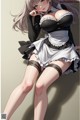 A woman in a maid outfit is posing for a picture.